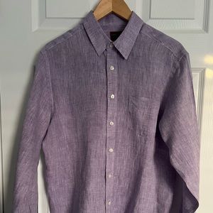 UNTUCKit Shirt Men's Medium Lavender Button Down 100% Linen Long Sleeve
